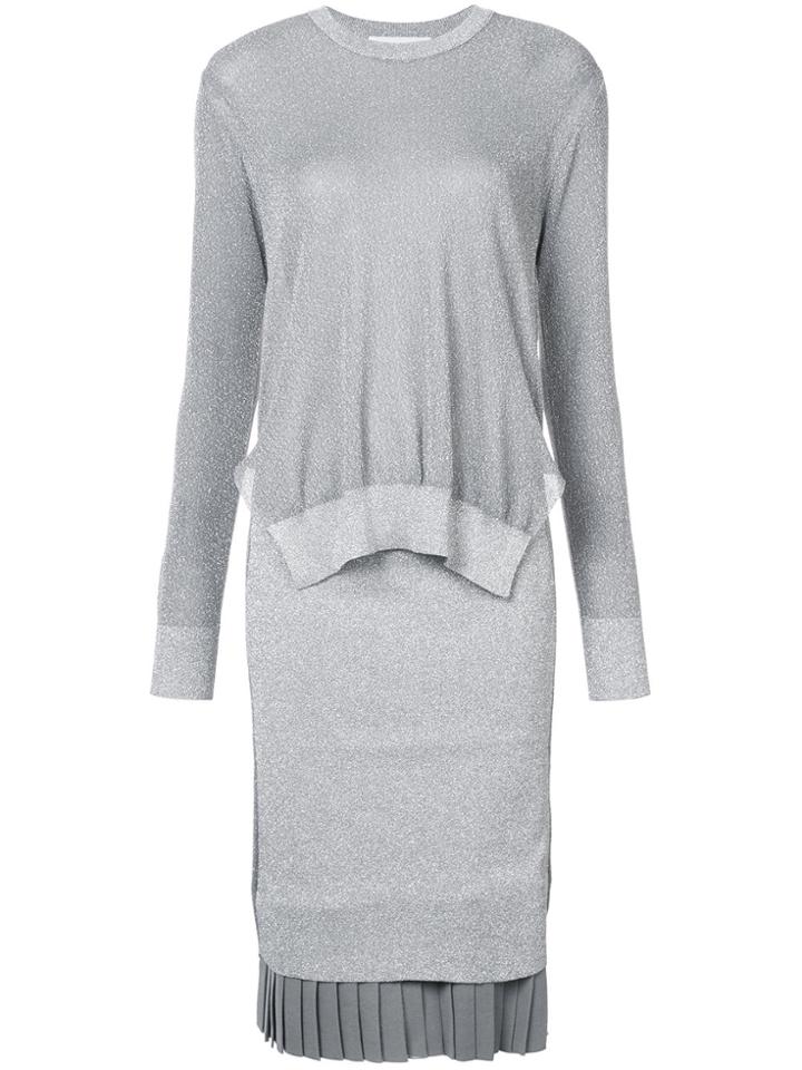 Toga Glitter Stitch Layered Sweater Dress - Metallic