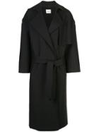 Khaite Tie Waist Midi Coat - Black