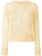 No21 Sheer Knit Feathered Sweater - Yellow & Orange