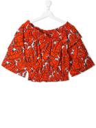 Msgm Kids Palm Print Blouse - Red