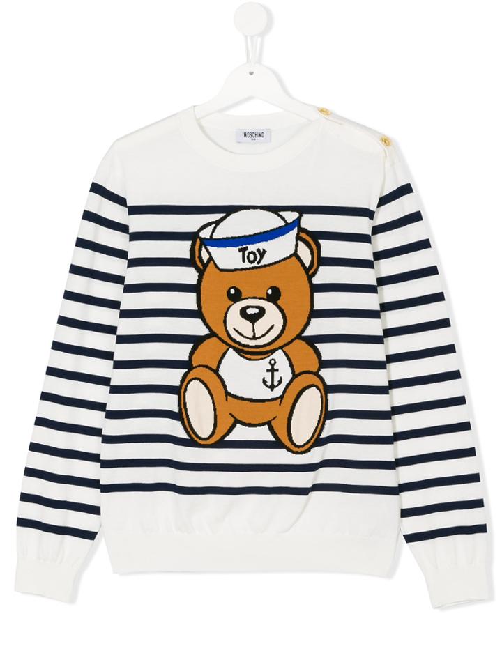 Moschino Kids Sailor Teddy Breton Striped Top - White