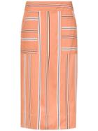 Olympiah Striped Piaggia Midi Skirt - Orange