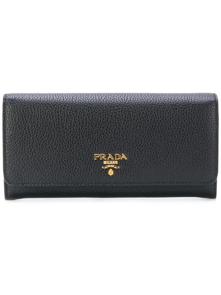 Prada Logo Foldover Purse - Black