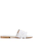 Emanuela Caruso Fringed Open-toe Sandals - White