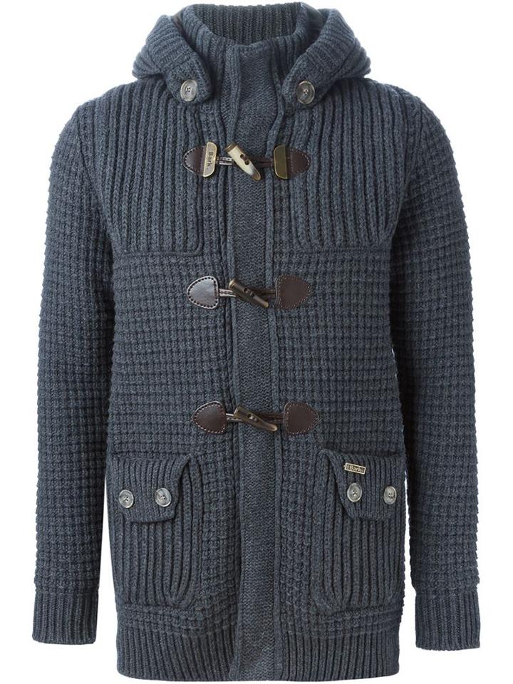 Bark Hooded Cardi-coat, Men's, Size: Medium, Grey, Polyamide/polyester/wool