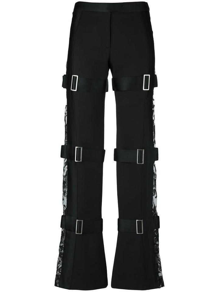 Alexander Mcqueen Buckled Strap Straight-leg Trousers, Women's, Size: 38, Black, Wool/silk/polyamide