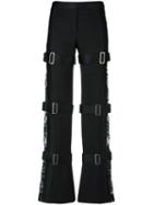 Alexander Mcqueen Buckled Strap Straight-leg Trousers, Women's, Size: 38, Black, Wool/silk/polyamide
