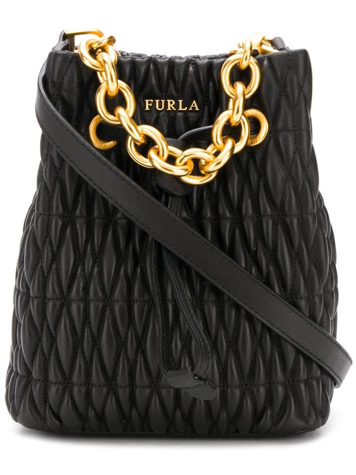 Furla Stasy Quilted Bucket Bag - Black