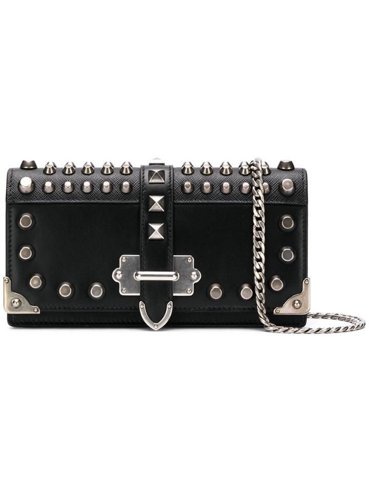 Prada Mini Cahier Chain Wallet - Black