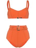 Lisa Marie Fernandez Genevieve Belted High Waisted Bikini Set - Orange
