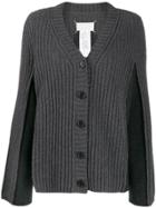 Maison Margiela Contrast Panel Ribbed Cardigan - Grey