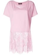 Twin-set Lace Hem T-shirt - Pink & Purple