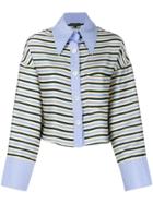 Jejia Striped Cropped Shirt - Blue