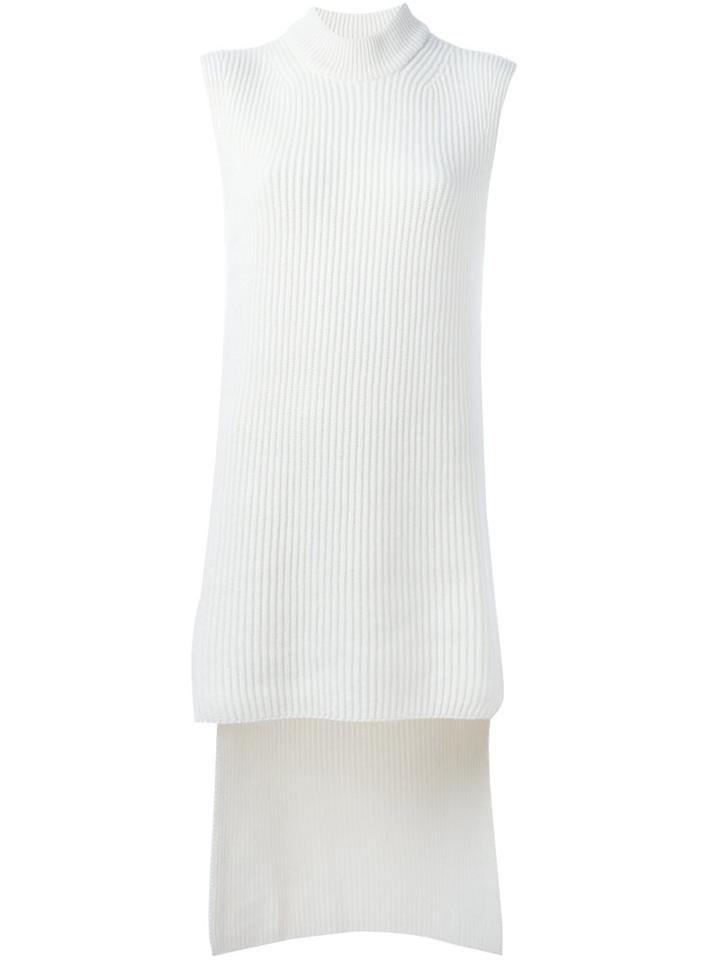 Erika Cavallini High Low Hem Jumper, Women's, Size: Medium, White, Cashmere/virgin Wool
