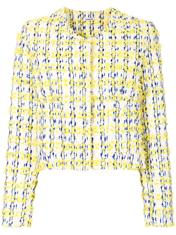 P.a.r.o.s.h. Cropped Tweed Jacket - Yellow & Orange
