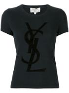 Yves Saint Laurent Pre-owned Velvet Effect Logo T-shirt - Black