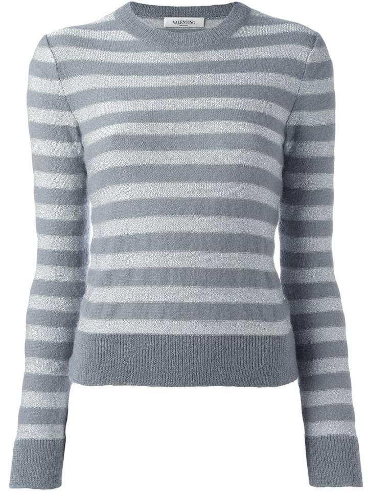 Valentino Striped Jumper, Women's, Size: Xs, Grey, Polyester/viscose/mohair/wool