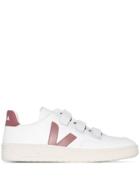 Veja White And Pink V-lock Velcro Leather Sneakers