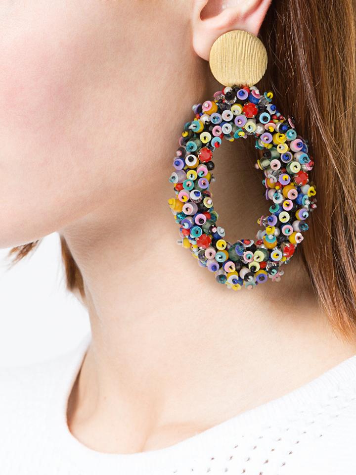Carolina Herrera Beaded Hoop Earrings - Multicolour