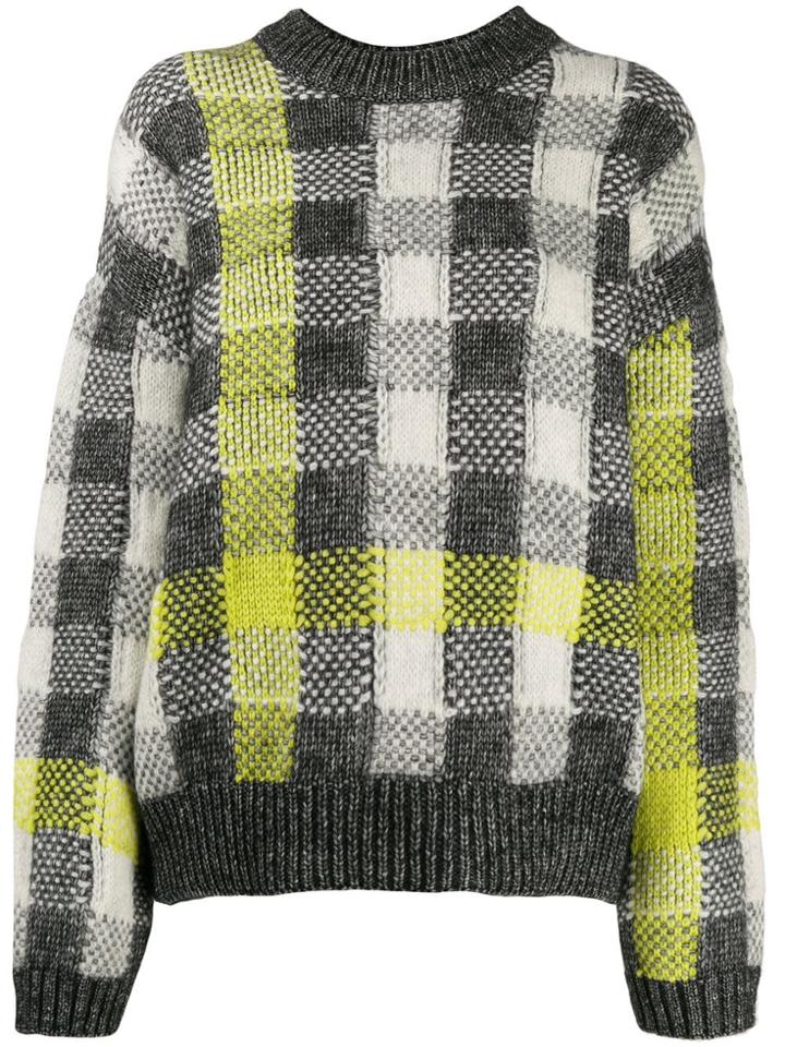 Mcq Alexander Mcqueen Checked Ribbed Knit Jumper - Grey