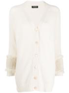 Simonetta Ravizza Lambskin Trim Cardigan - White