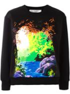 Victoria Victoria Beckham Landscape Print Sweatshirt, Women's, Size: 10, Black, Cotton