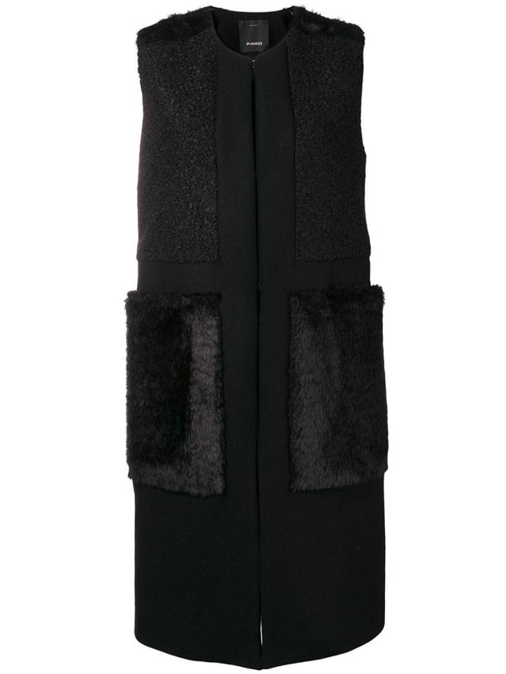 Pinko Panelled Sleeveless Coat - Black