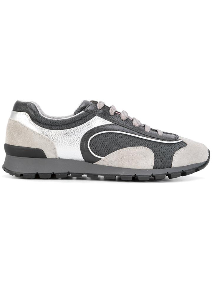 Prada Panelled Lace-up Sneakers - Grey