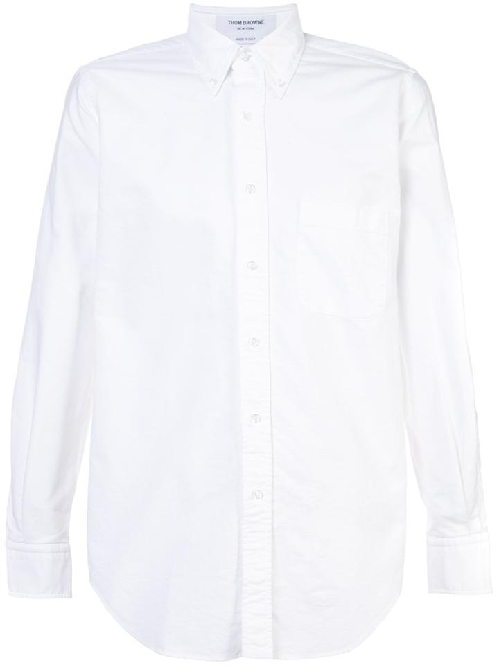 Thom Browne Button Back Long Sleeve Shirt In White Oxford