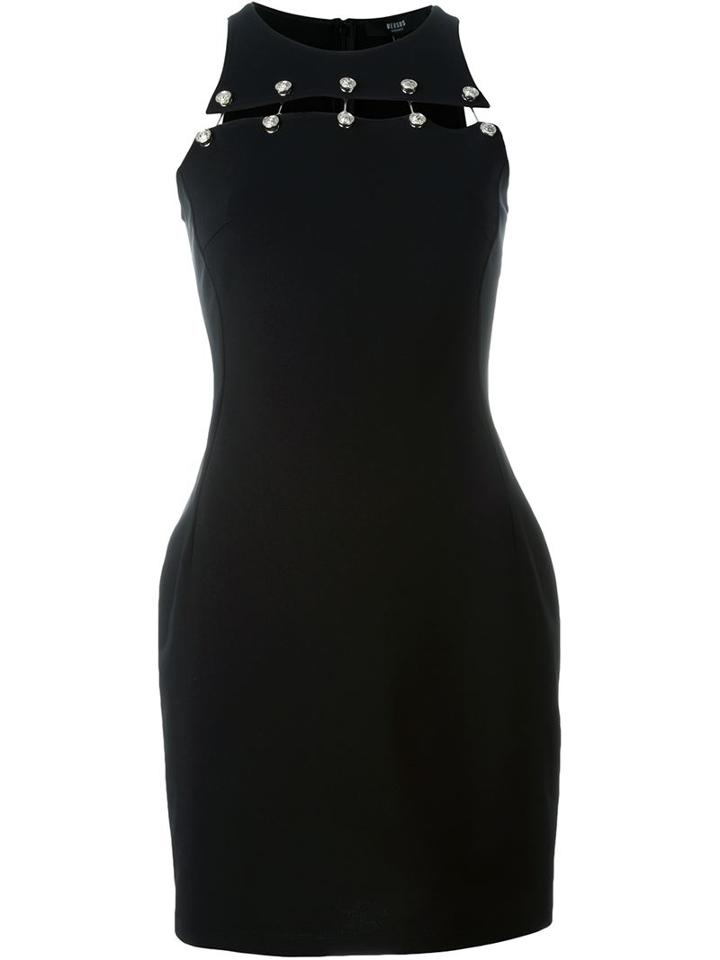Versus Lion Head Pin Fitted Dress, Women's, Size: 38, Black, Viscose/polyamide/spandex/elastane
