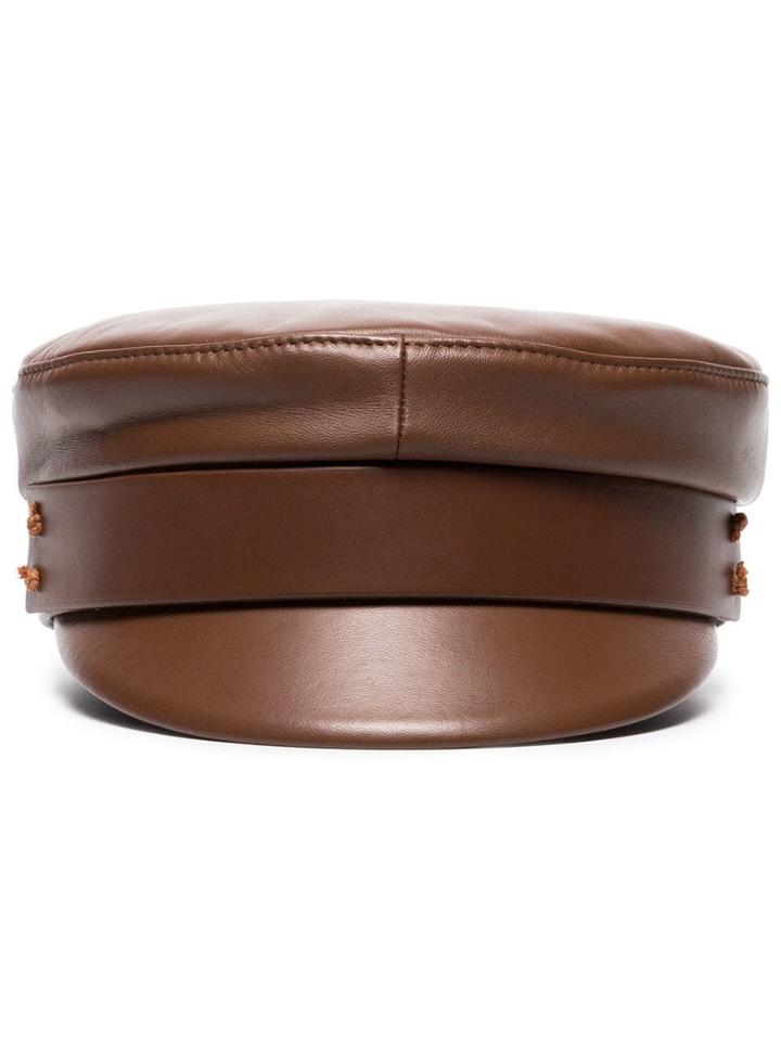 Ruslan Baginskiy Brown Leather Baker Boy Hat
