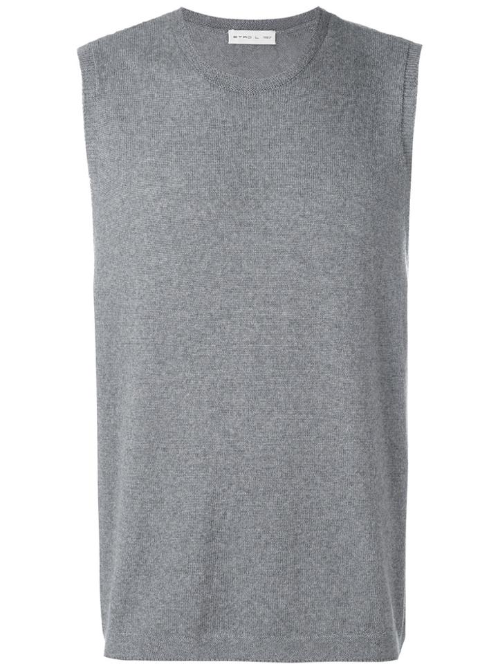 Etro Sleeveless Crew Neck Sweater - Grey