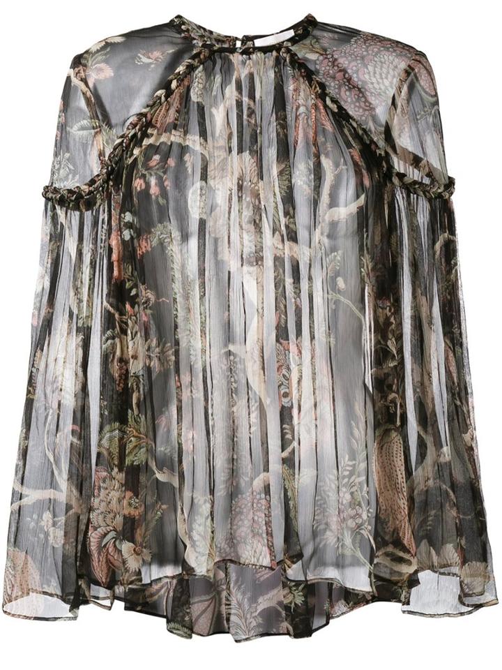 Zimmermann Sheer Floral Print Blouse, Women's, Size: 3, Black, Silk