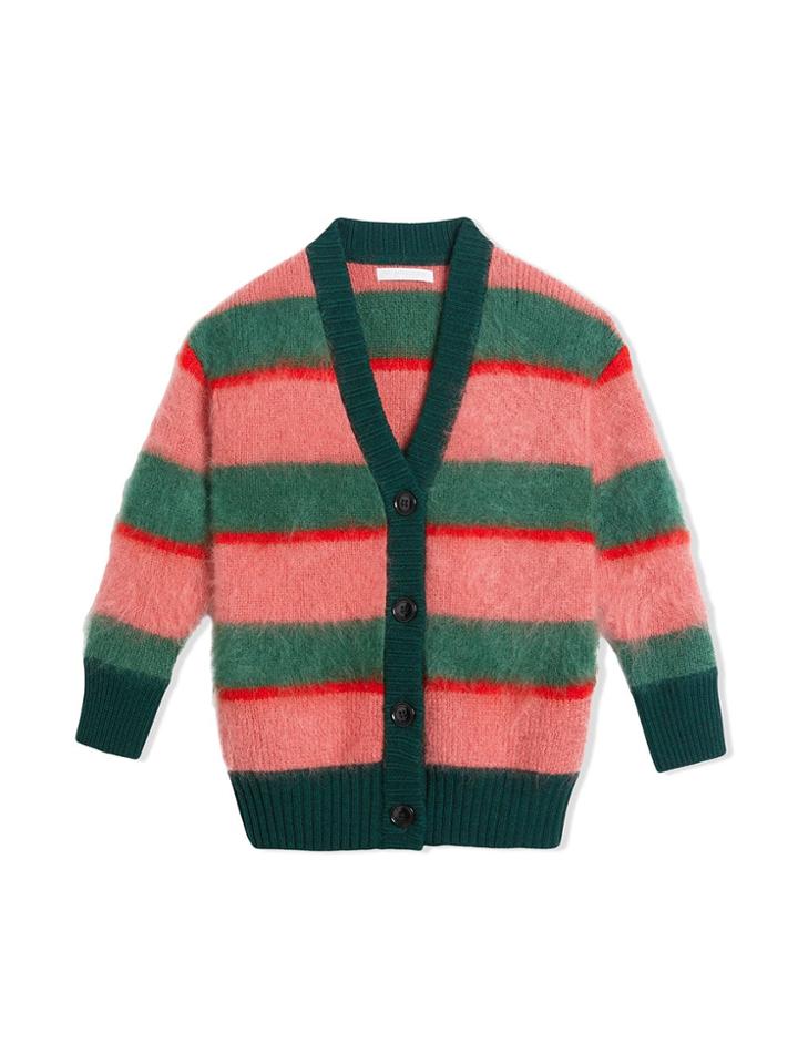 Burberry Kids Striped Cardigan - Green