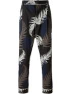 Sacai Fern Print Trousers, Men's, Size: 2, Black, Polyester/cupro