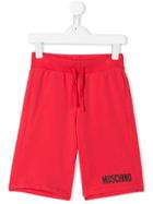 Moschino Kids Teen Knitted Logo Shorts - Red