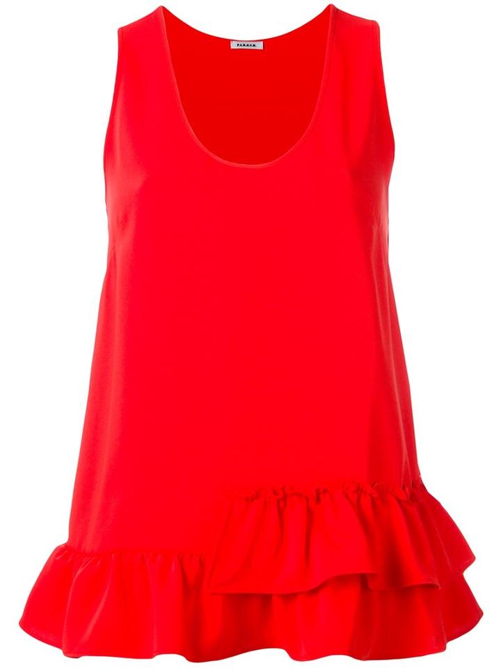 P.a.r.o.s.h. Asymmetric Hem Sleeveless Blouse, Women's, Size: Medium, Red, Polyester