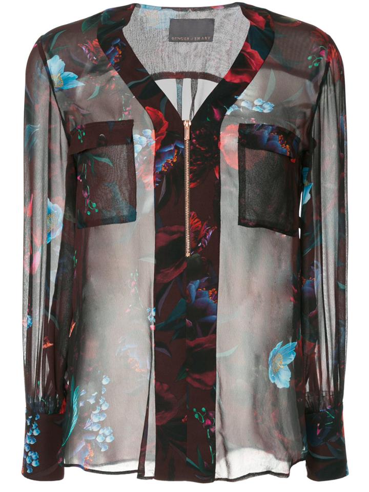 Ginger & Smart Floral Print Zip Blouse - Multicolour