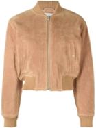 See By Chloé Cropped Bomber Jacket, Women's, Size: 38, Brown, Leather/viscose/polyester