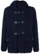 Bark Quilted Short Duffle Coat, Men's, Size: Large, Blue, Wool/polyamide/polyester