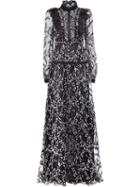 Giambattista Valli Sheer Ruffled Dress, Women's, Size: 42, Black, Silk/polyamide/cotton/viscose