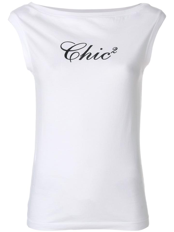Dsquared2 Chic Slogan Print Sleeveless Top - White