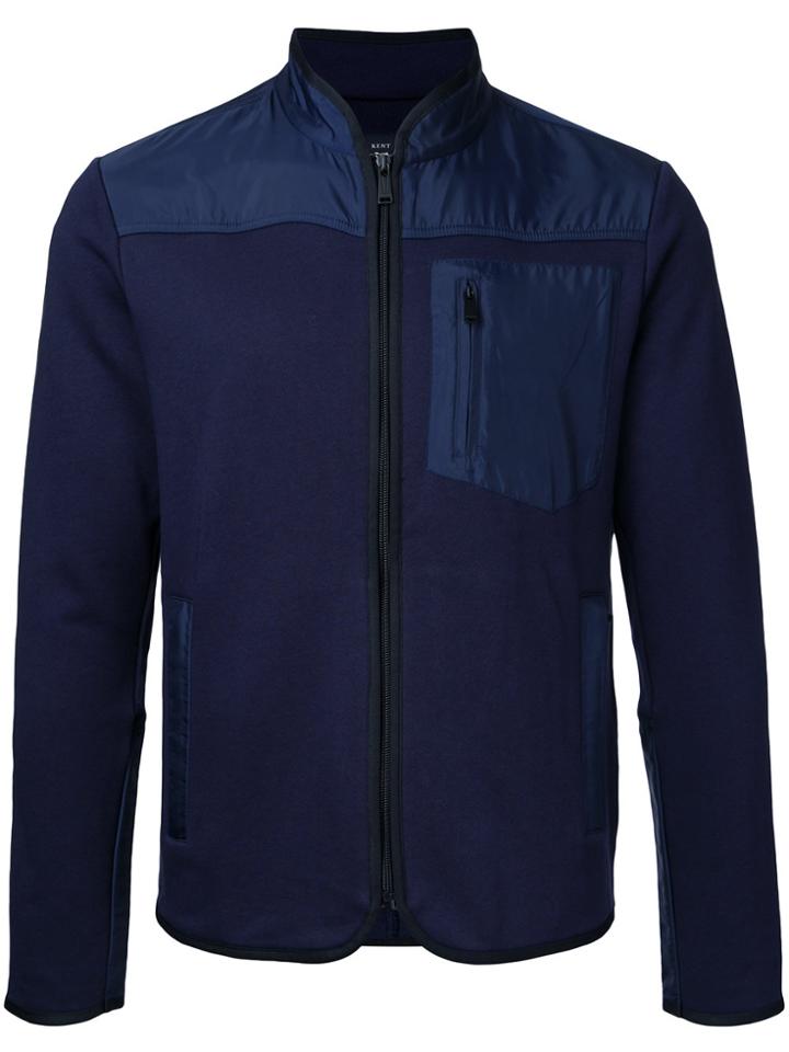 Kent & Curwen Contrast Panel Zip Cardigan - Blue