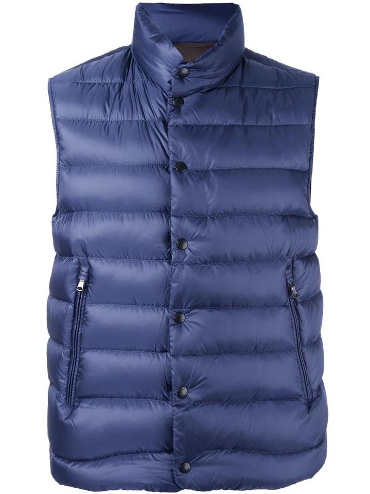 Moncler 'drancy' Padded Gilet, Men's, Size: 2, Blue, Feather Down/polyamide
