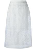 No21 Embroidered Layered Skirt, Women's, Size: 42, White, Polyester/silk