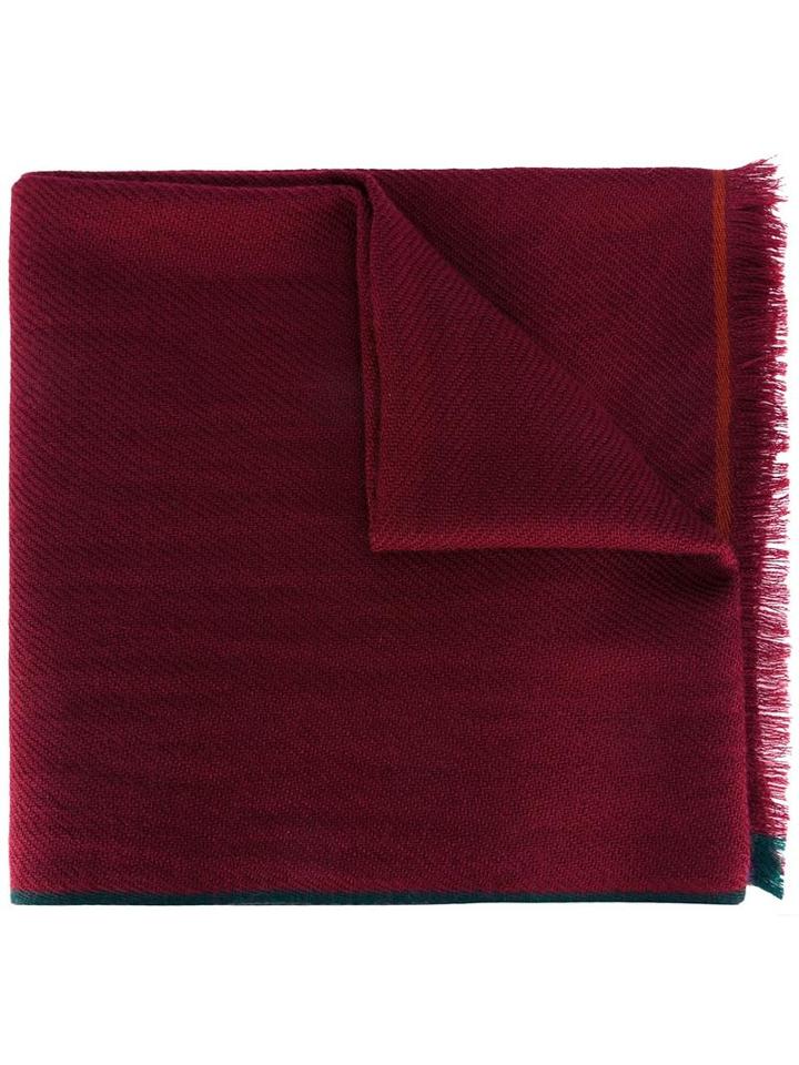 Loro Piana Contrast Trim Scarf, Men's, Red, Cashmere
