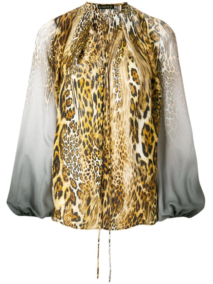 Plein Sud Leopard Print Ombre Blouse - Brown