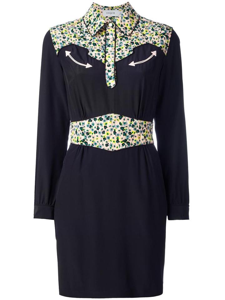 Coach Floral Print Detailing Dress, Women's, Size: 2, Black, Silk/cupro/polyester