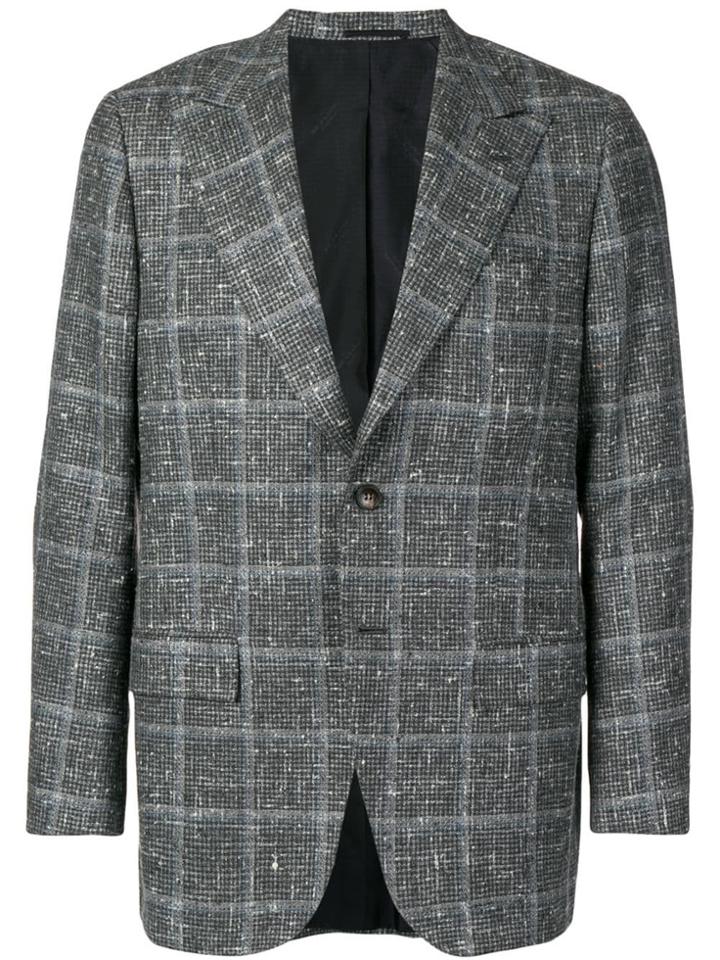 Kiton Check Flecked Blazer Jacket - Grey