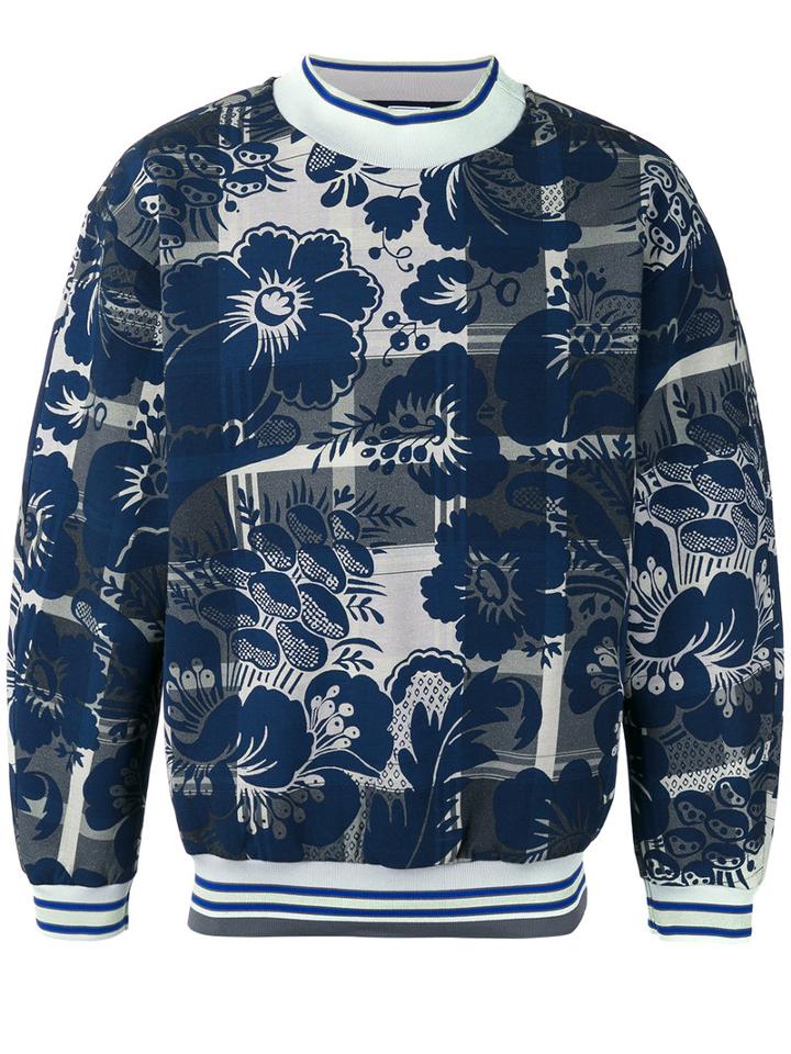 Vivienne Westwood Man Floral Print Sweatshirt, Men's, Size: Small, Blue, Cotton/polyester/spandex/elastane
